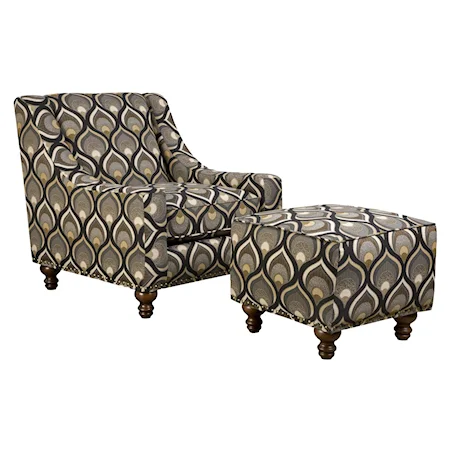 Accent Chair and Ottoman Set with Transitional Style